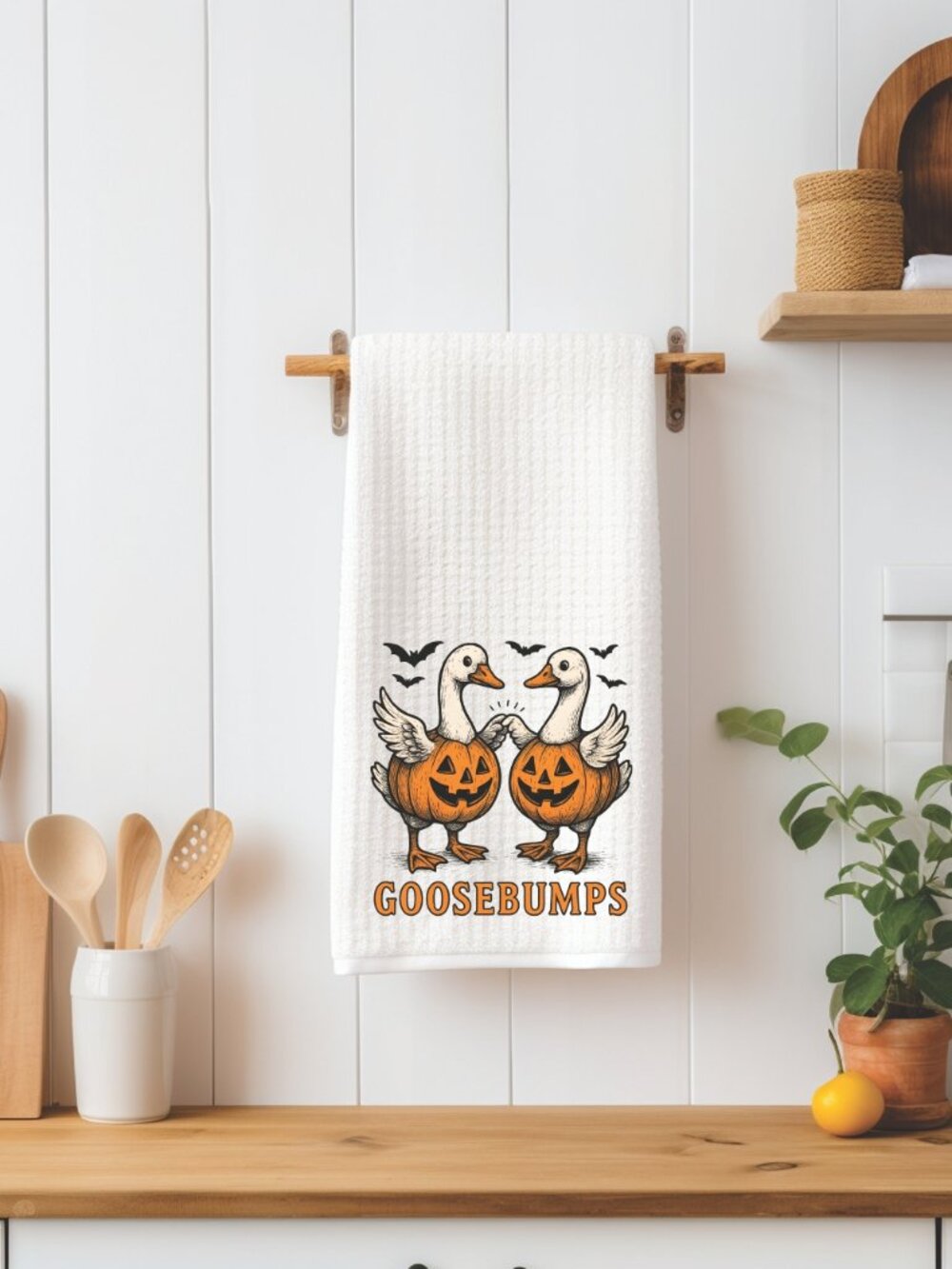 Goosebumps Geese Halloween Decorative Kitchen Tea Towel